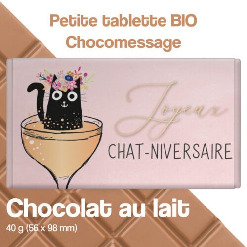 livraison de tablette de chocolat au lait anniversaire chat