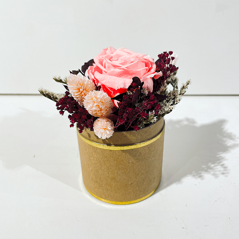 Boîte à chapeau mini & rose éternelle rose - Roses éternelles