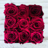 Coffret blanc de 9 roses éternelles rouges