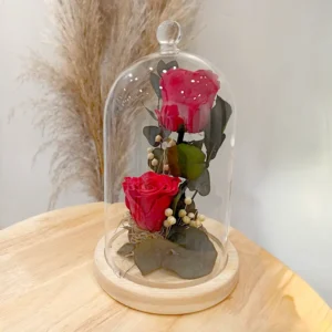 Duo de roses éternelles rouges cloche