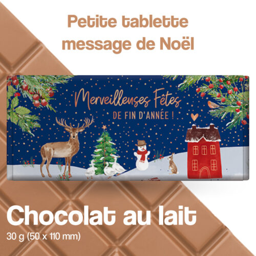 tablette barre de chocolat au lait merveilleuses fêtes de fin d'année