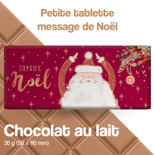 tablette barre de chocolat au lait joyeux Noël