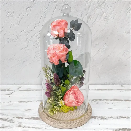 cloche la belle et la bête rose pâle