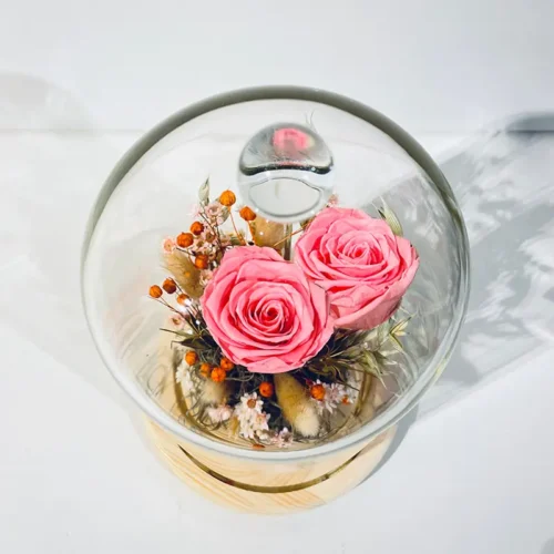 cloche la belle et la bete rose pale fleurs
